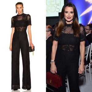 ALEXIS Andre Short Sleeve Lace Jumpsuit in Black Size XS